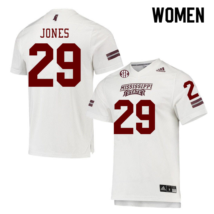 Women #29 Kelley Jones Mississippi State Bulldogs College Football Jerseys Stitched Sale-White